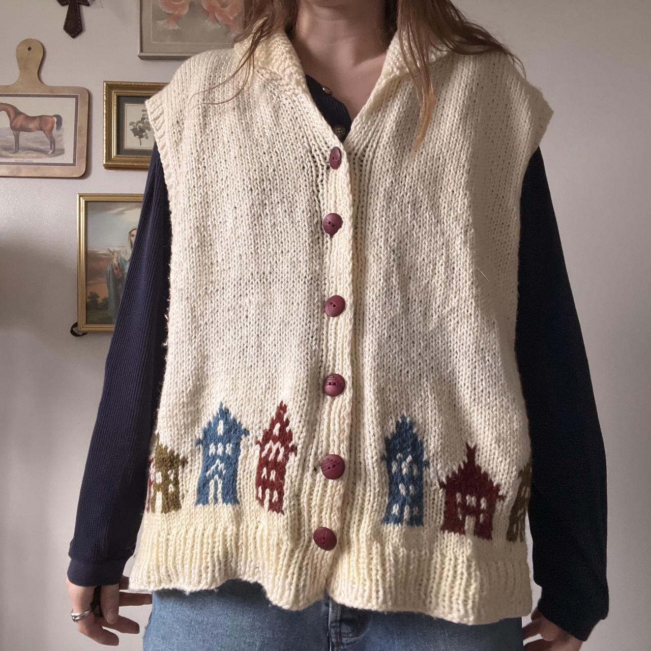 Cream cottage knit vest (L)