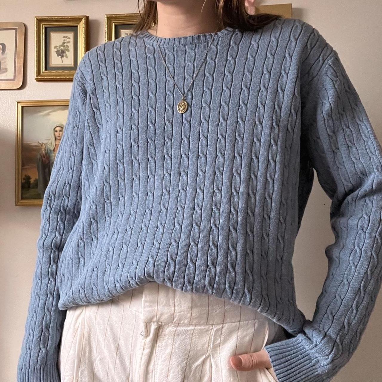 Blue cable knit sweater (M)