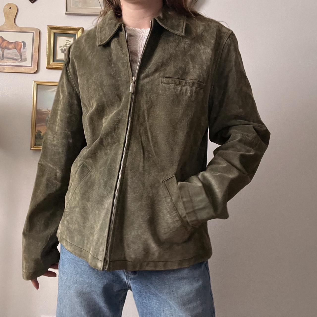 Green suede leather jacket (M)