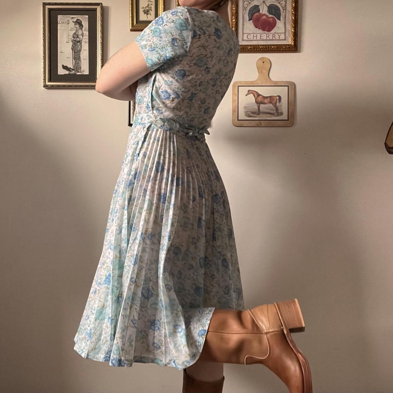 1950s handmade blue floral dress (S)