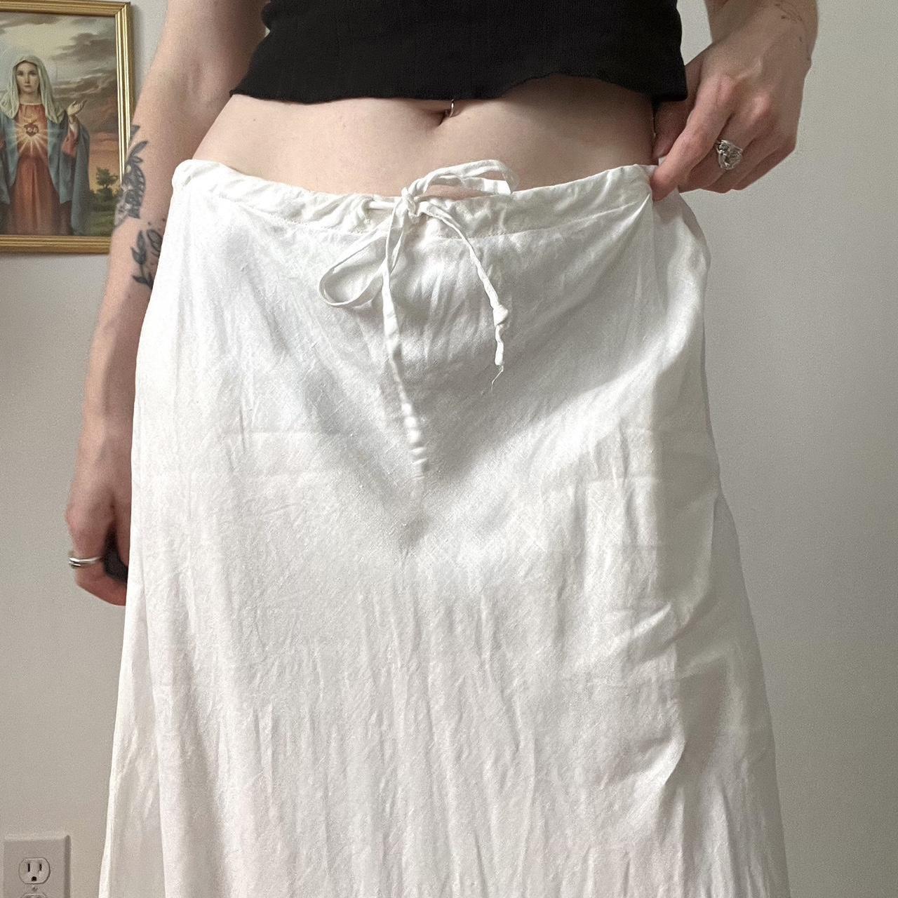 White ruffle linen maxi skirt (XS-XL)