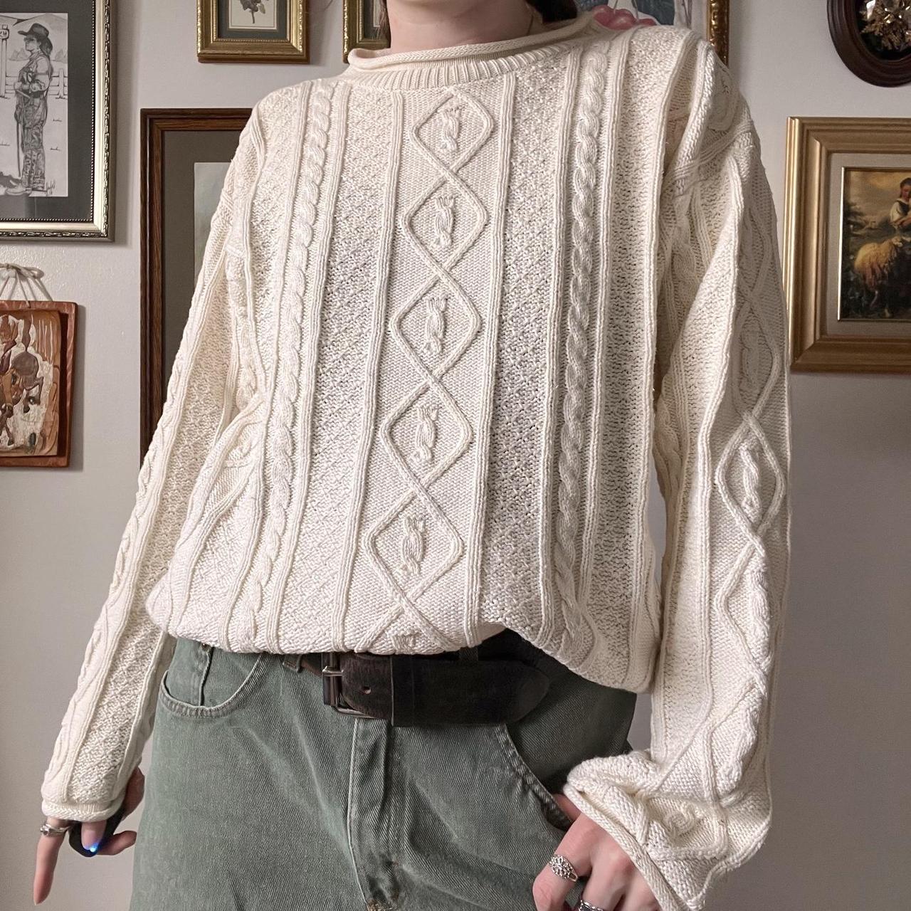 Cream cable knit sweater (S)