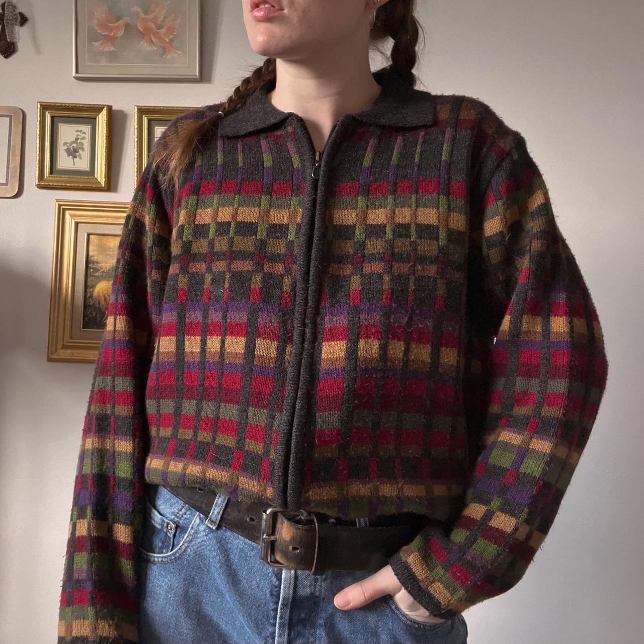 Vintage rainbow knit cardigan (M)