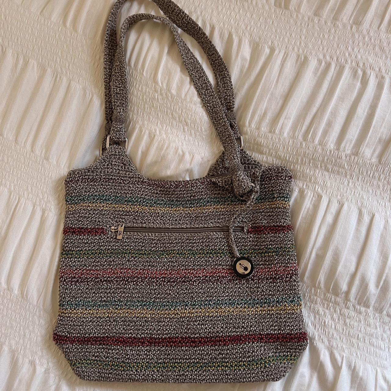 Muted rainbow woven tote bag