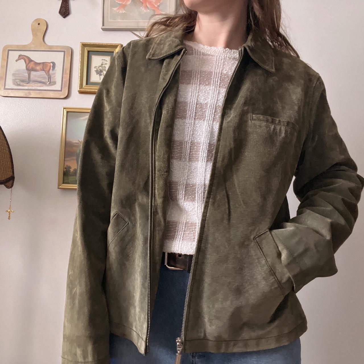 Green suede leather jacket (M)