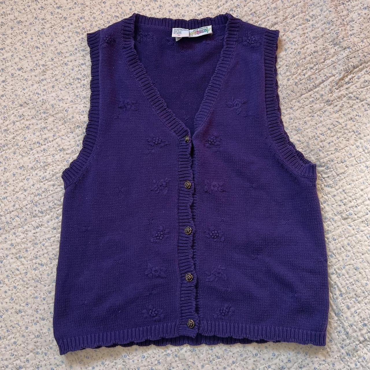 Violet rose knit vest (L)