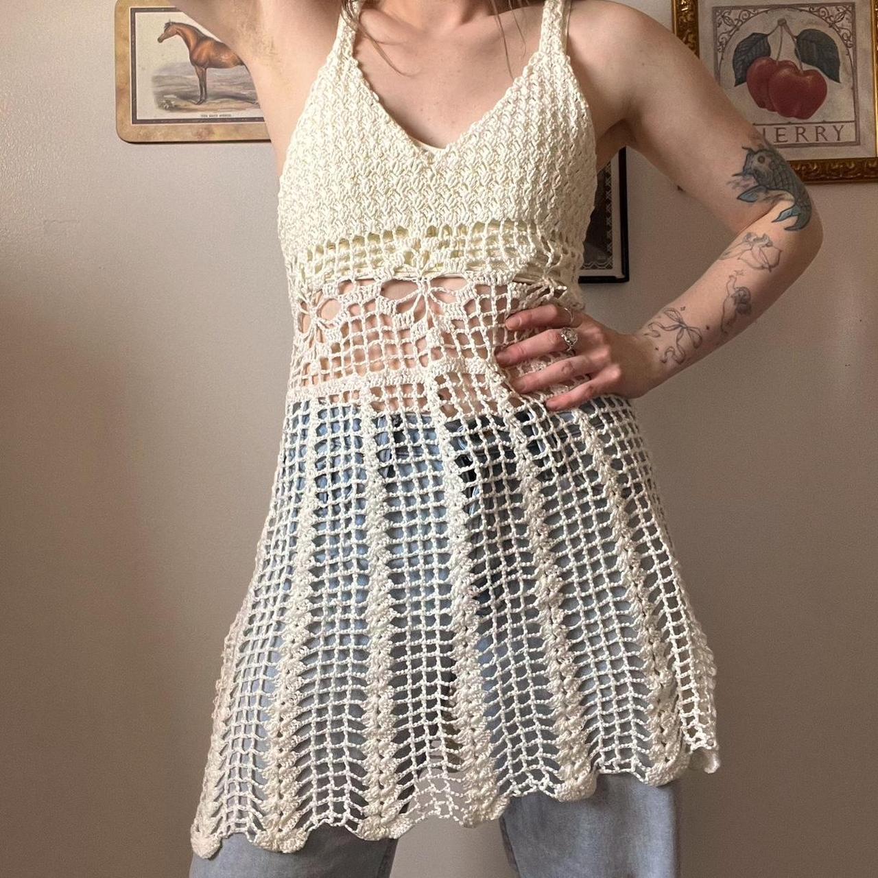 Vintage crochet mini dress (M)