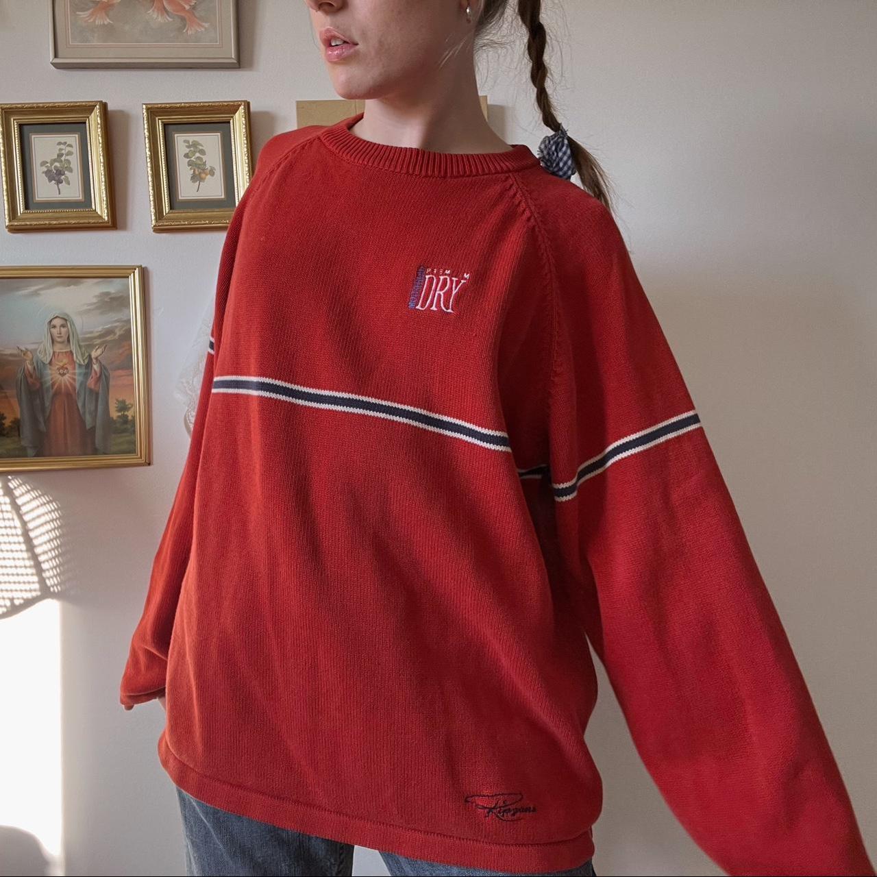 Red stripe knit sweater (XL)