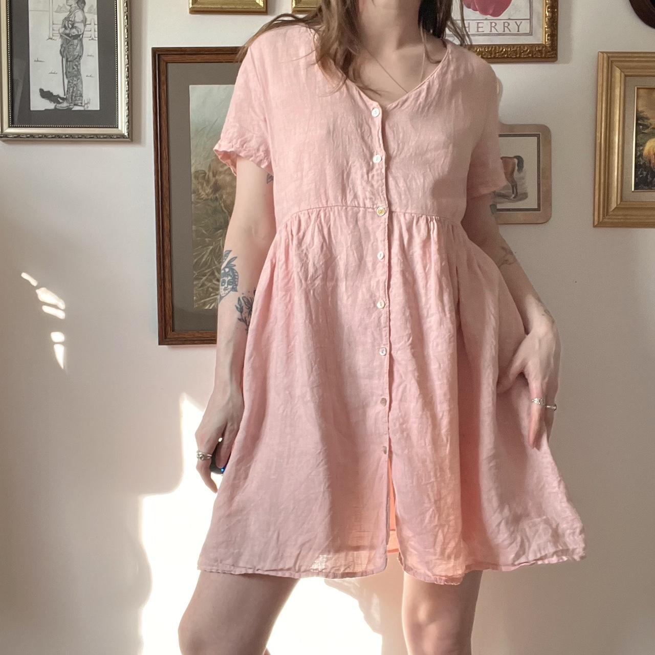 Linen babydoll mini dress (L)