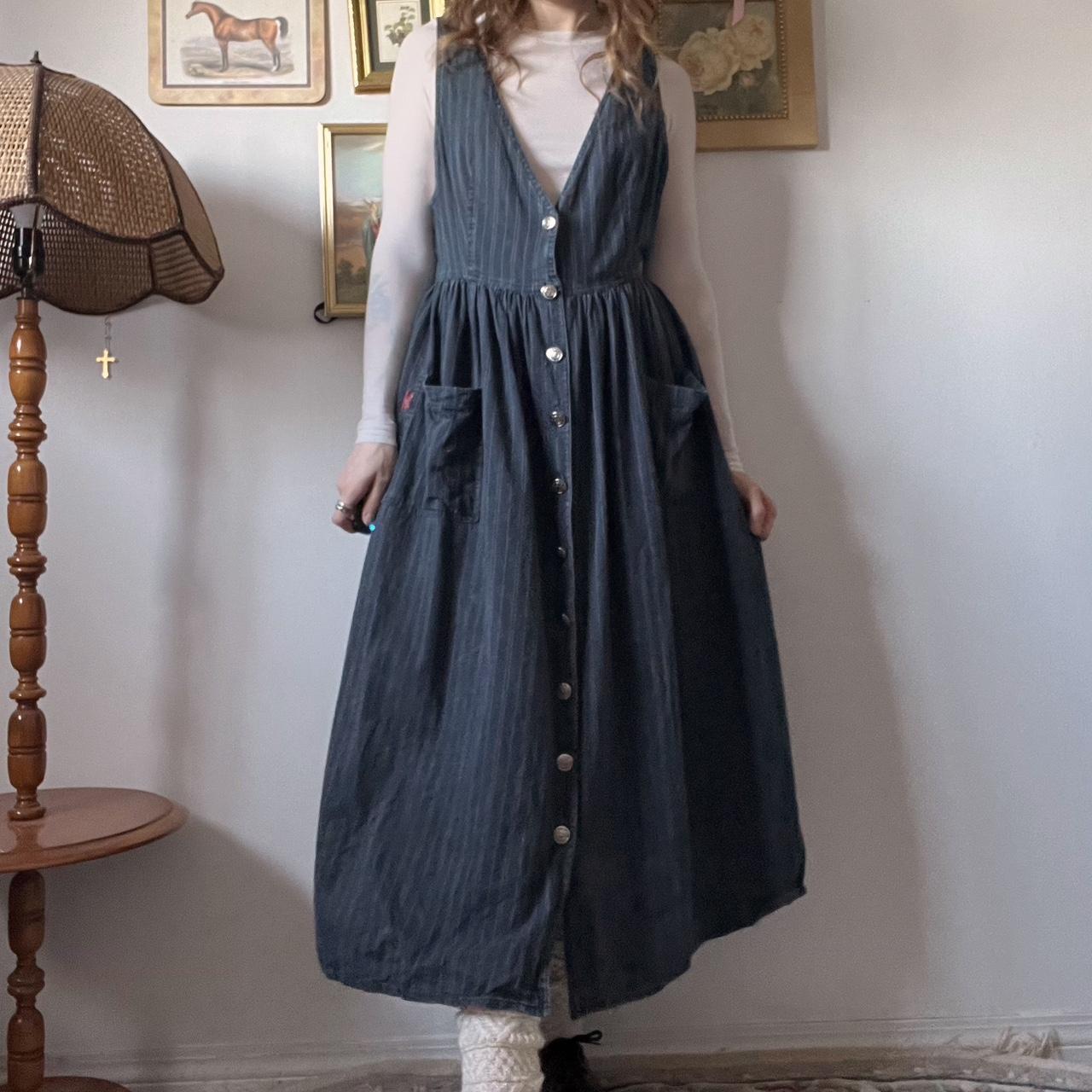 90's cottagecore denim maxi dress (M/L)