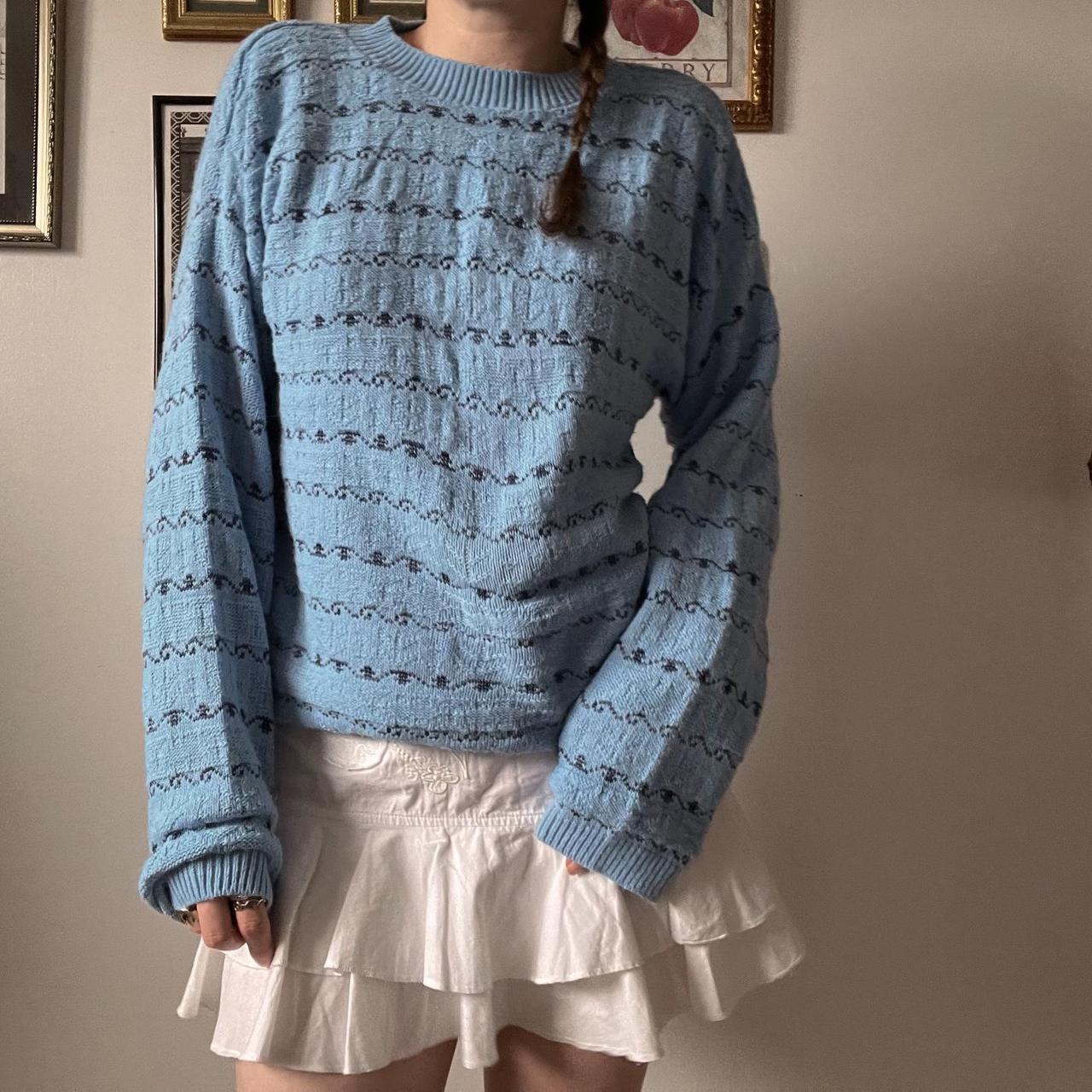 Vintage bluebird striped sweater (L)