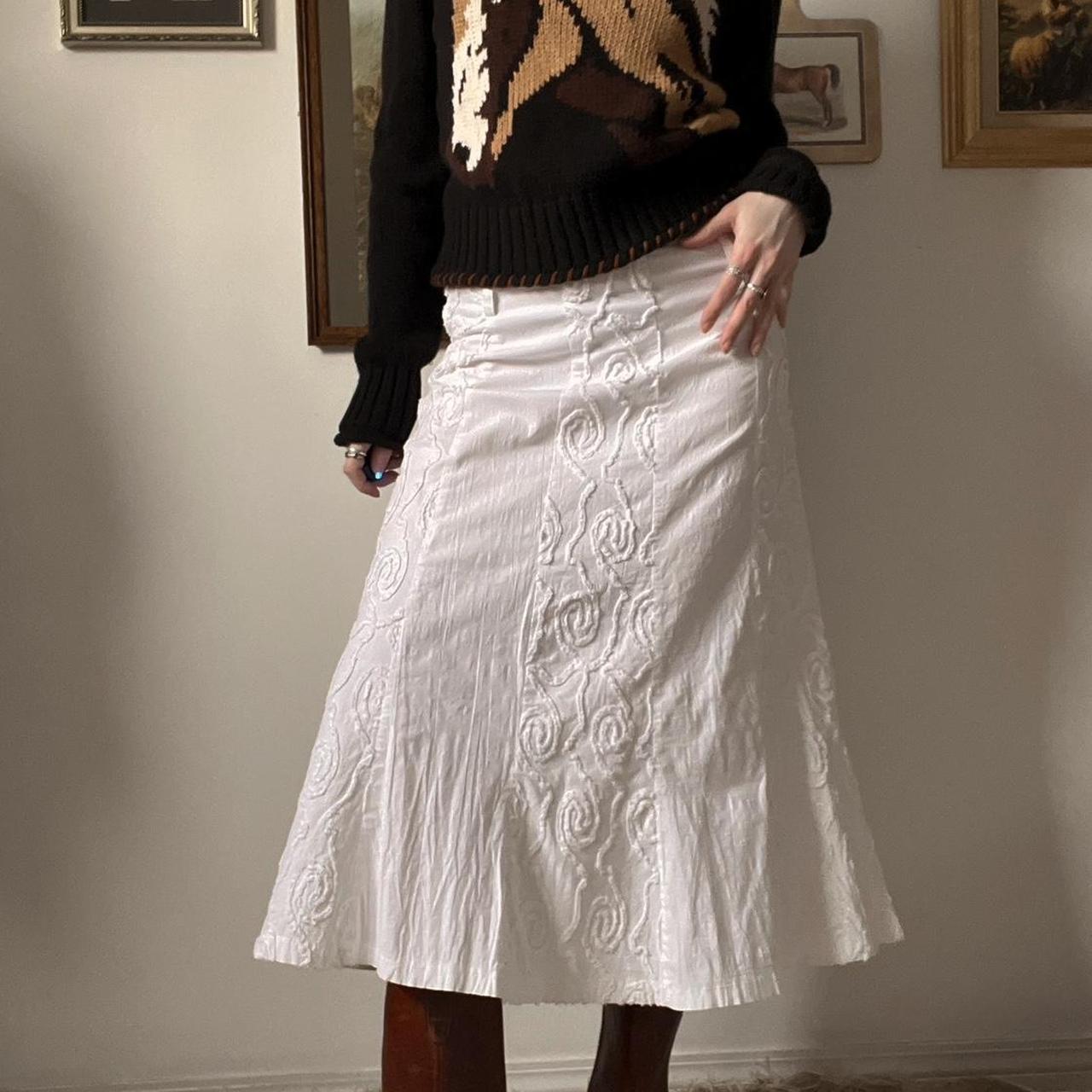 White textured maxi skirt (28")