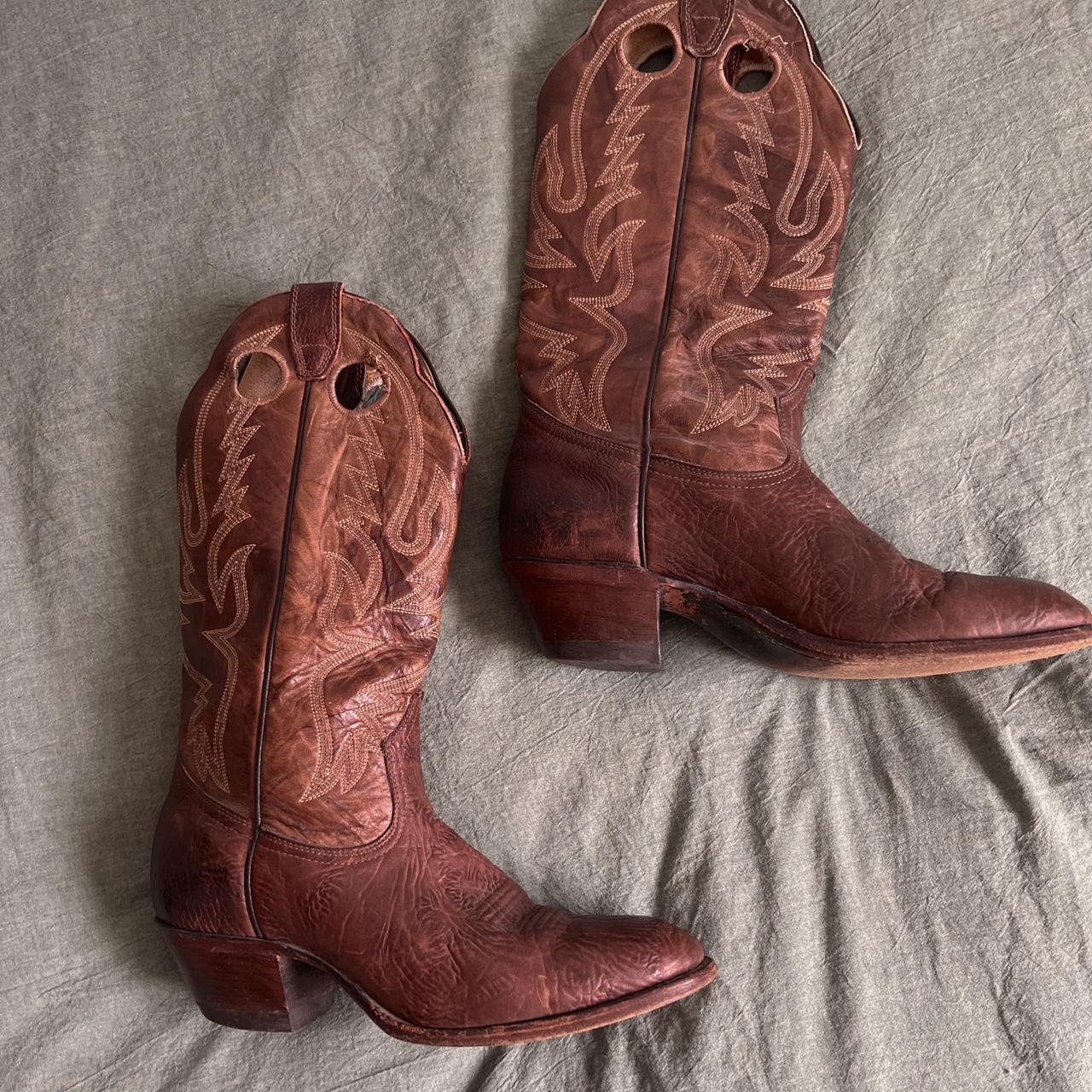 Brown leather boulet cowboy boots (10-10.5)