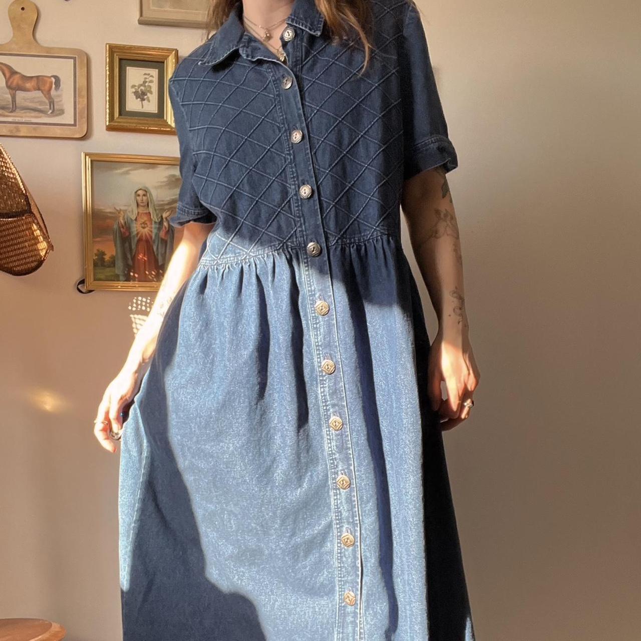 Cottage denim maxi dress (XL)