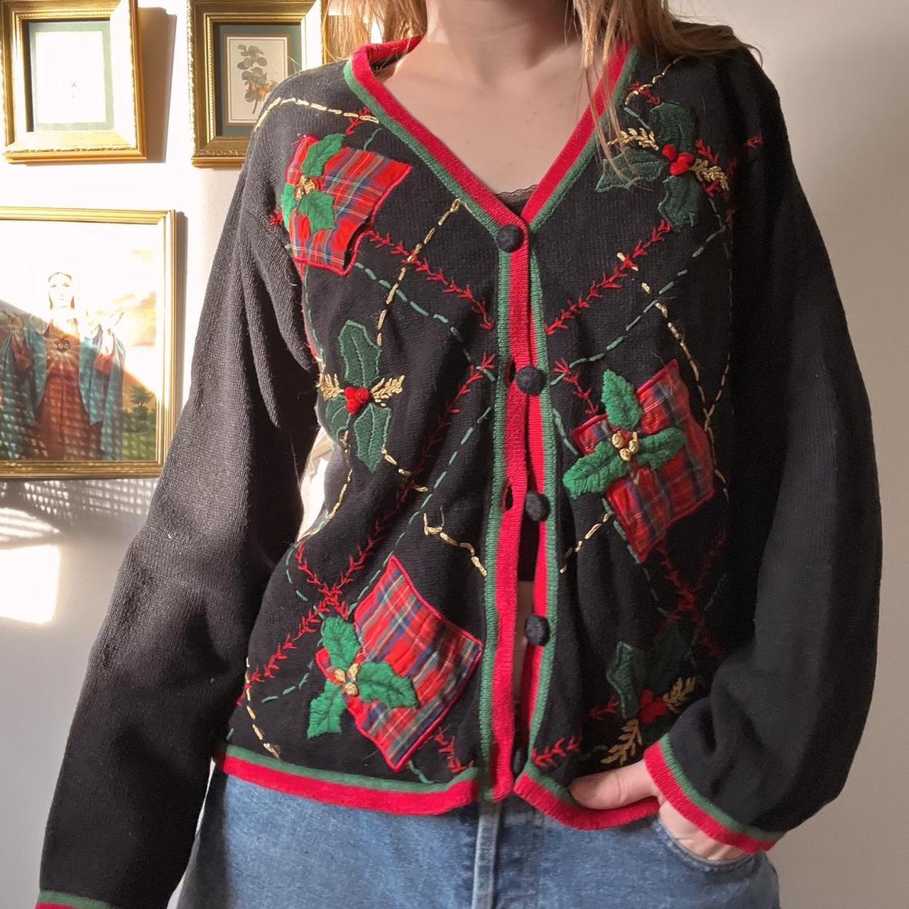 Cottagecore Christmas knit cardigan (M)