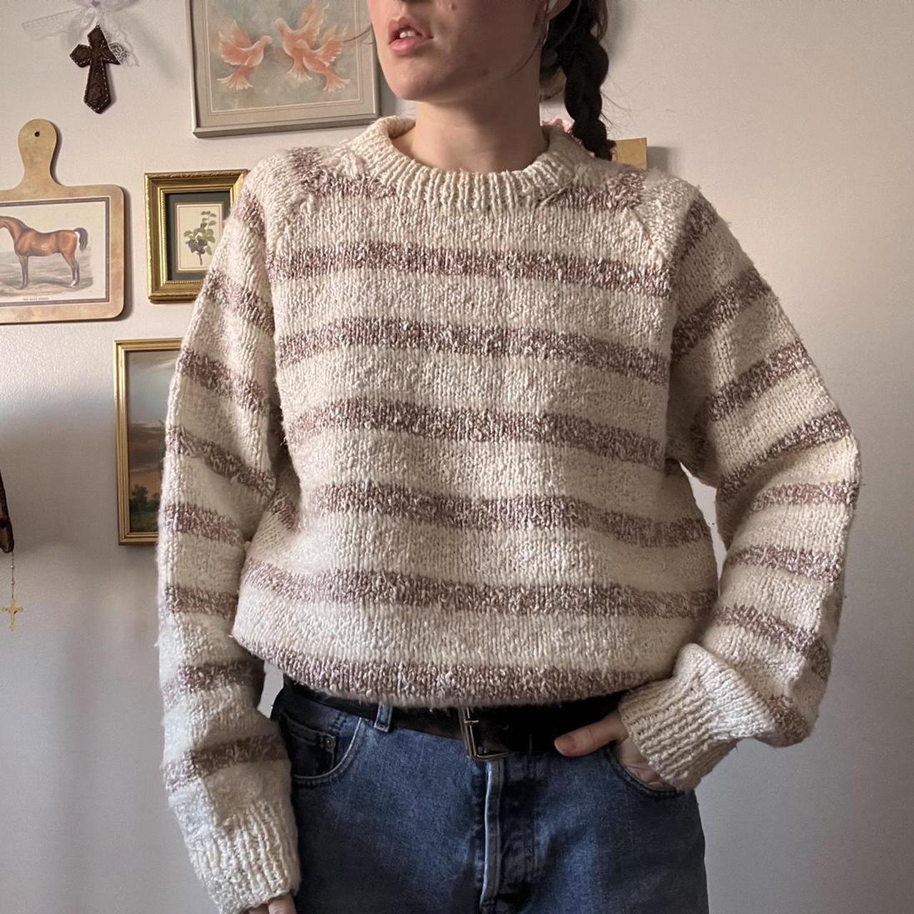 Vintage cream striped sweater (M)