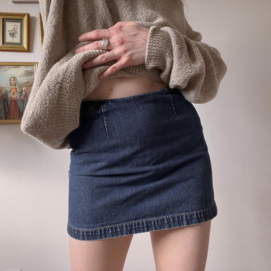 Dark denim mini skirt (S)