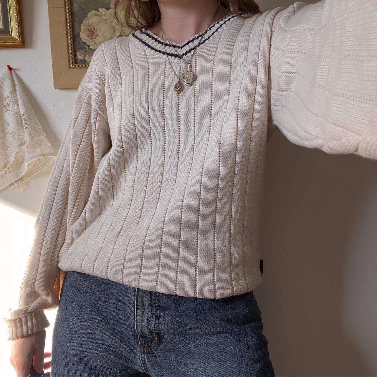 90s varsity ribbed knit sweater (S)