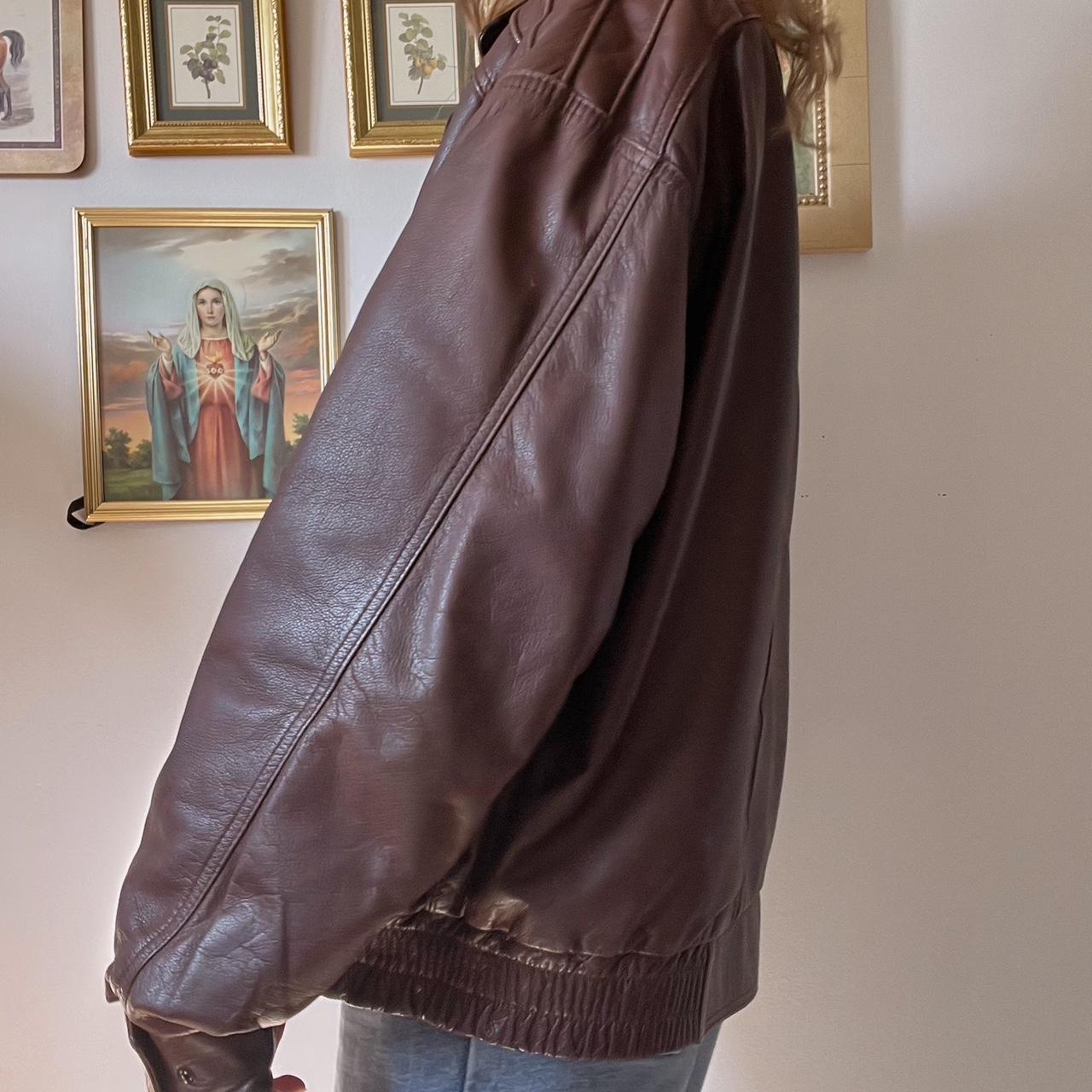 Brown leather bomber jacket (XL)