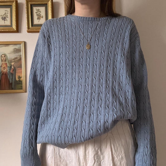 Blue cable knit sweater (M)