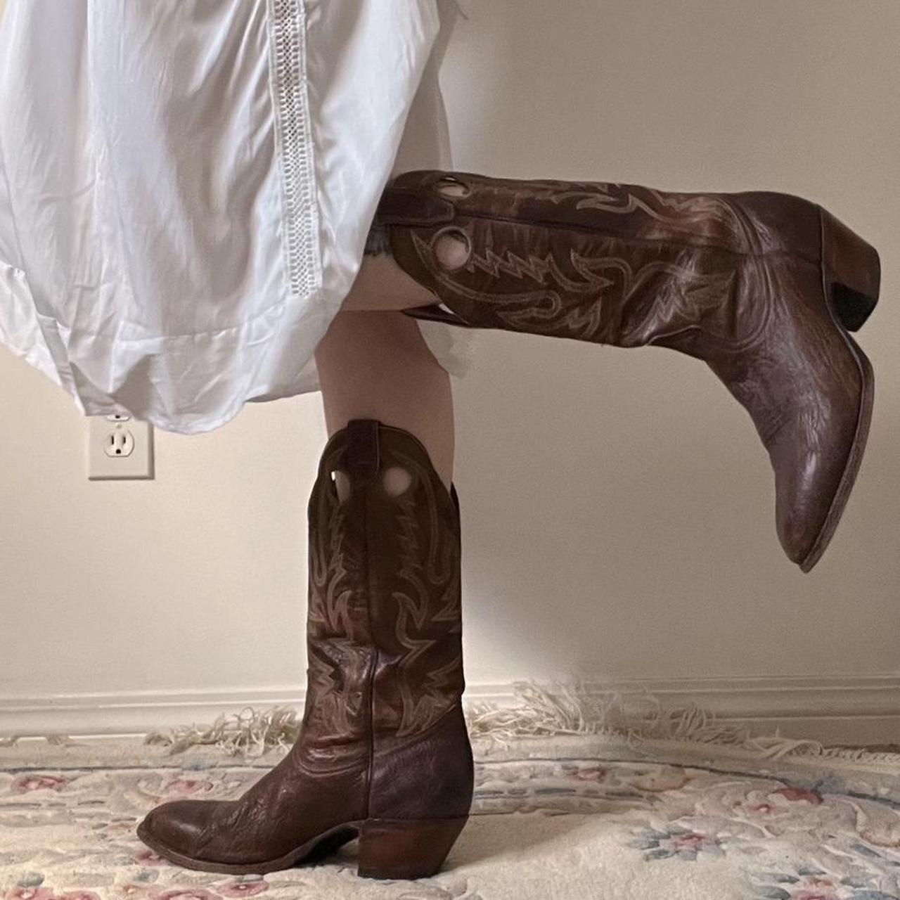 Brown leather boulet cowboy boots (10-10.5)