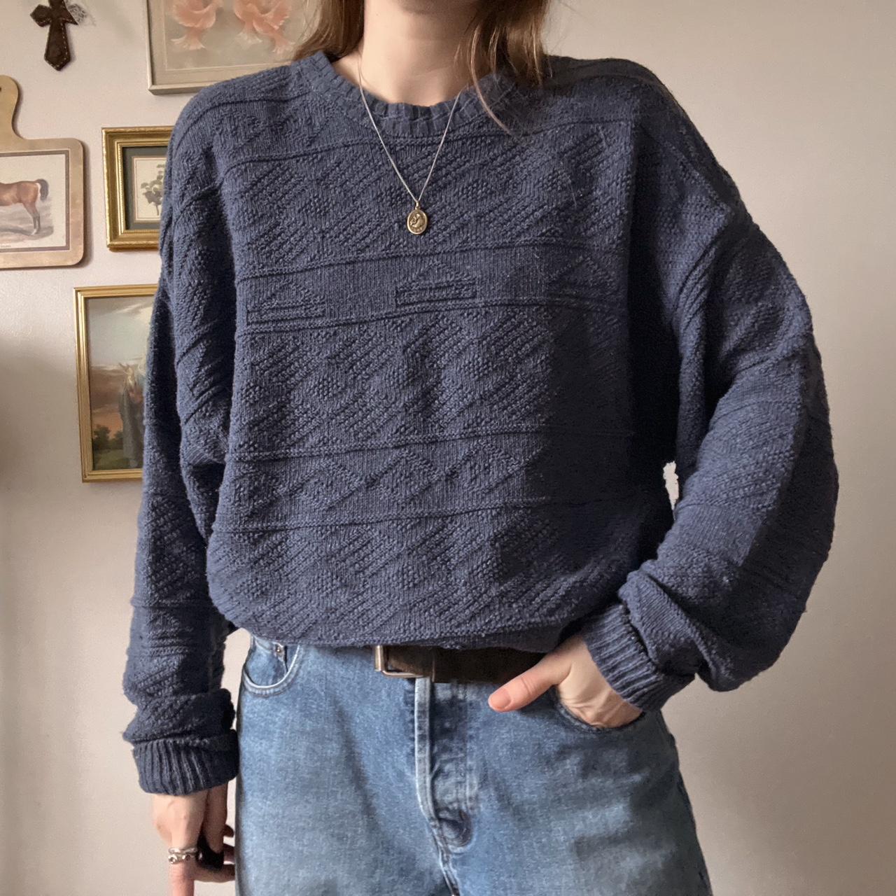 90's navy textured knit sweater (XL)