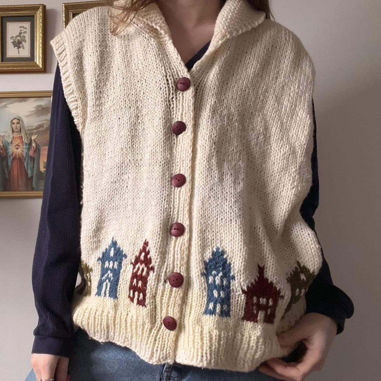 Cream cottage knit vest (L)