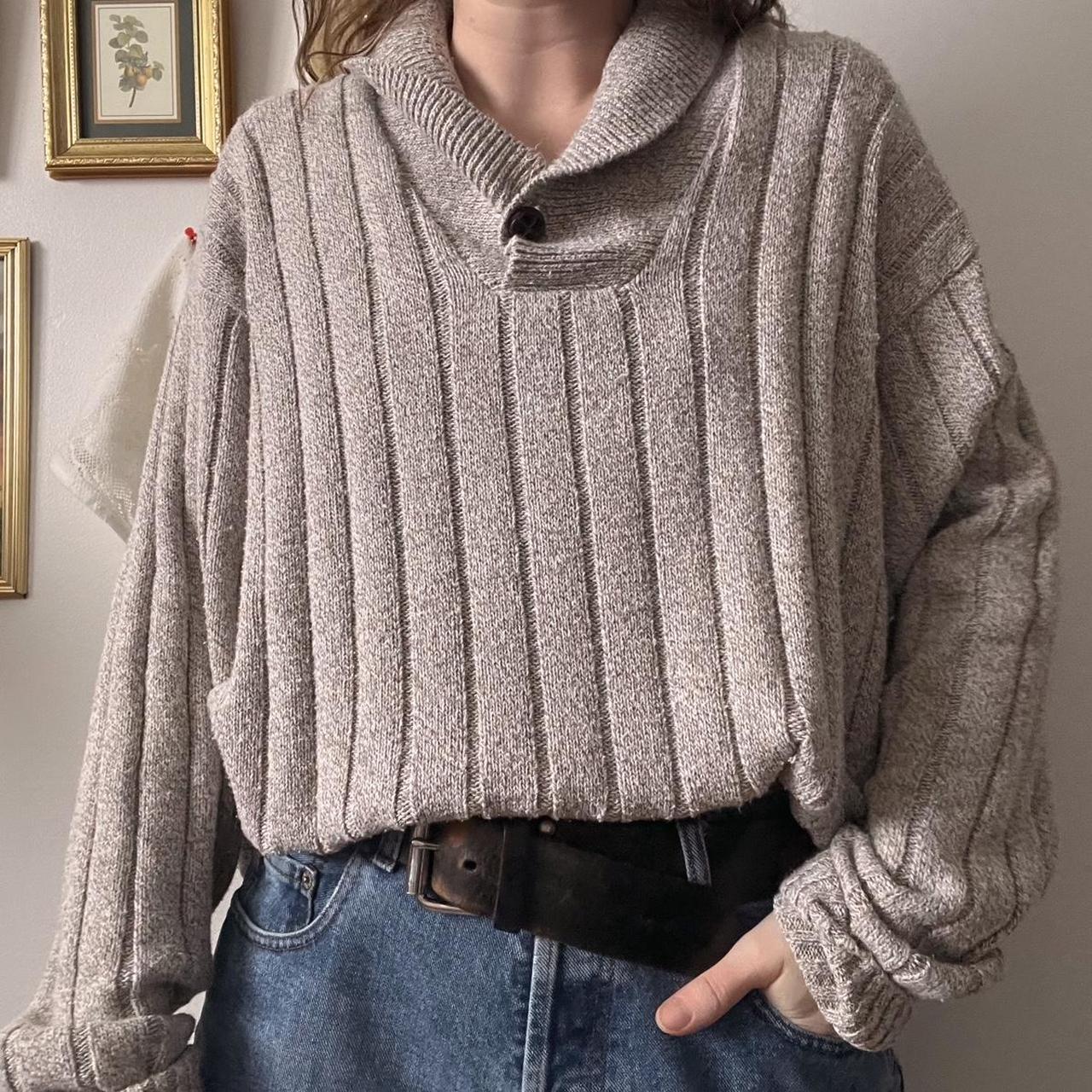 Oatmeal grandpacore knit sweater (L)