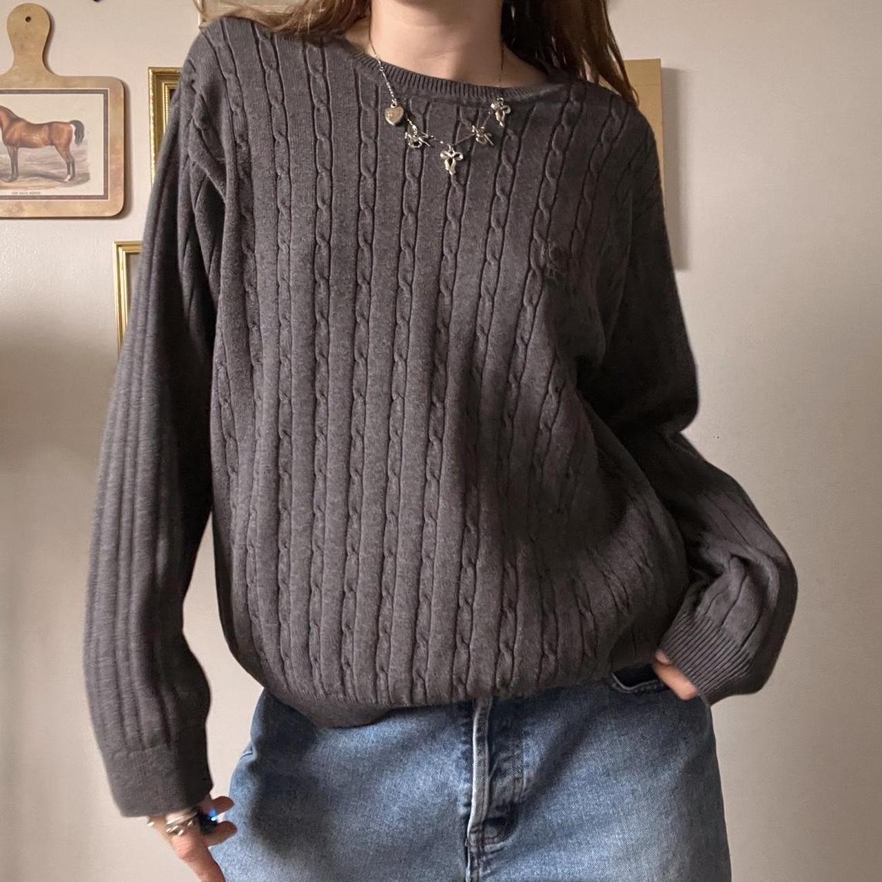 Charcoal grey cable knit (M)