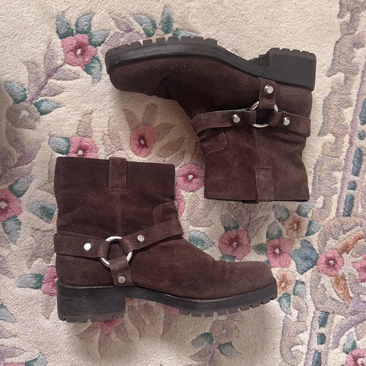 Chunky mocha suede boots (37.5)