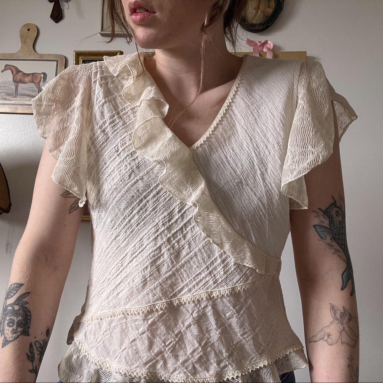 Vintage cottagecore ruffle blouse (S)