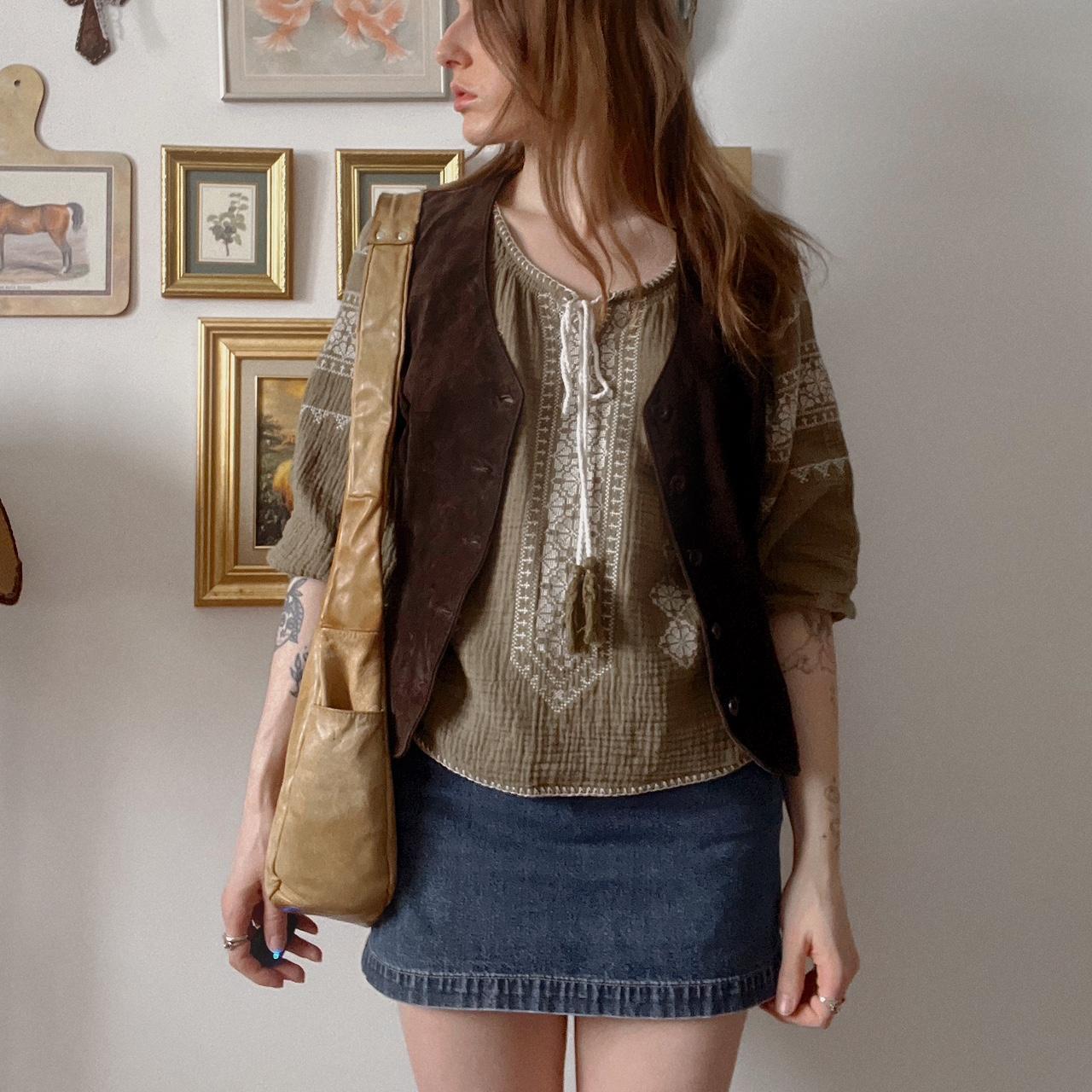 Brown suede leather vest (S)