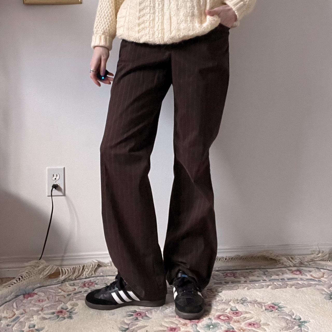 Brown pinstripe flare trousers (30')