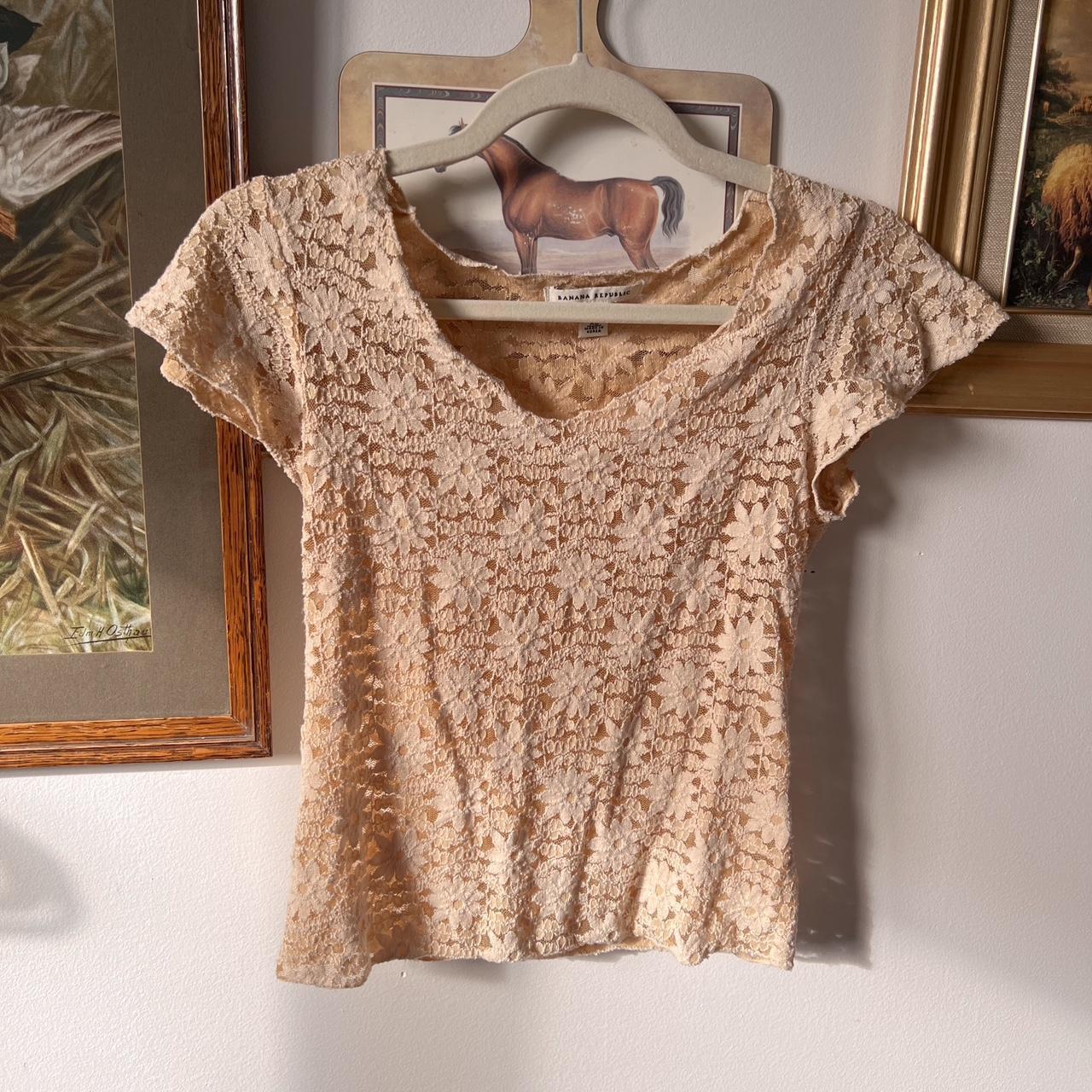 Cream floral lace top (XS)