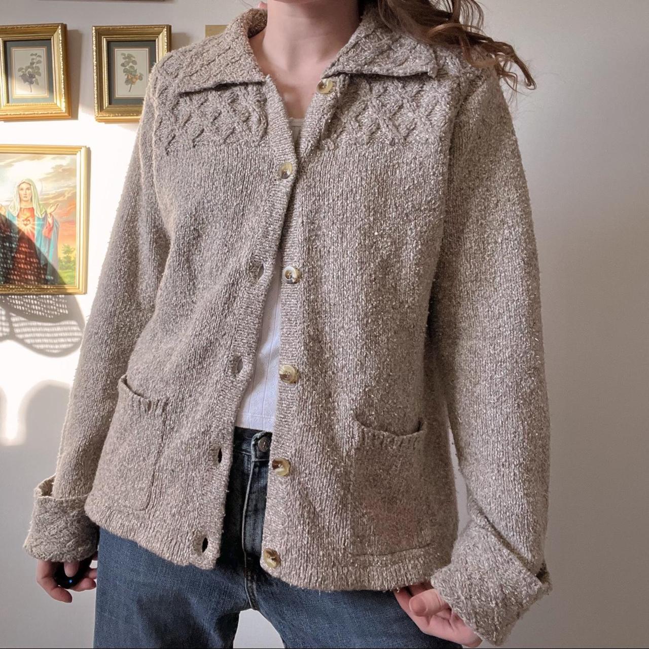 Fawn brown knit cardigan (M)