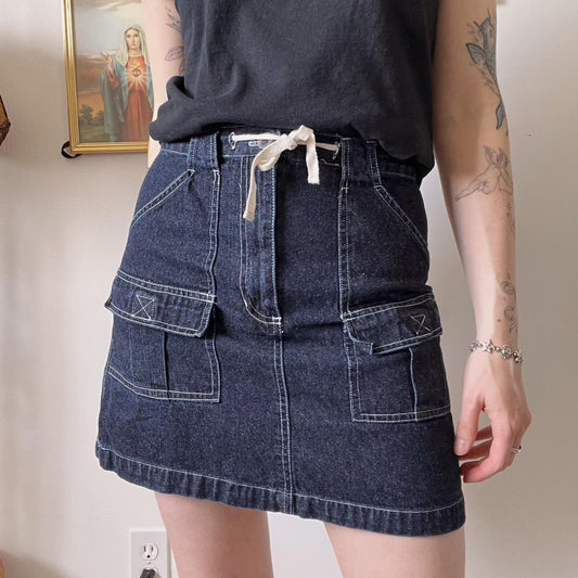 Cargo denim mini skirt (S)