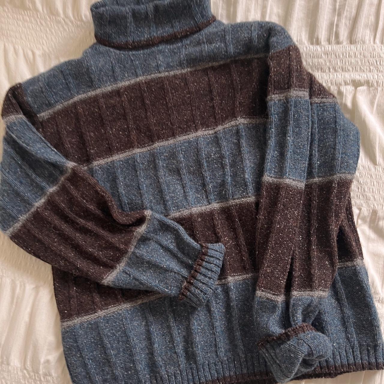 Mocha & midnight striped knit sweater (M)