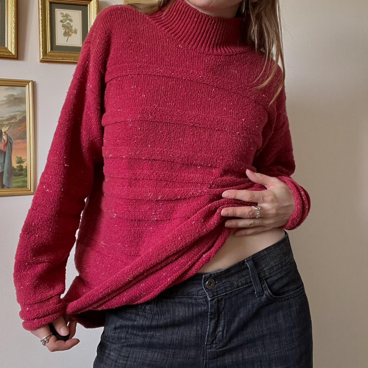 Red speckled knit sweater (L)