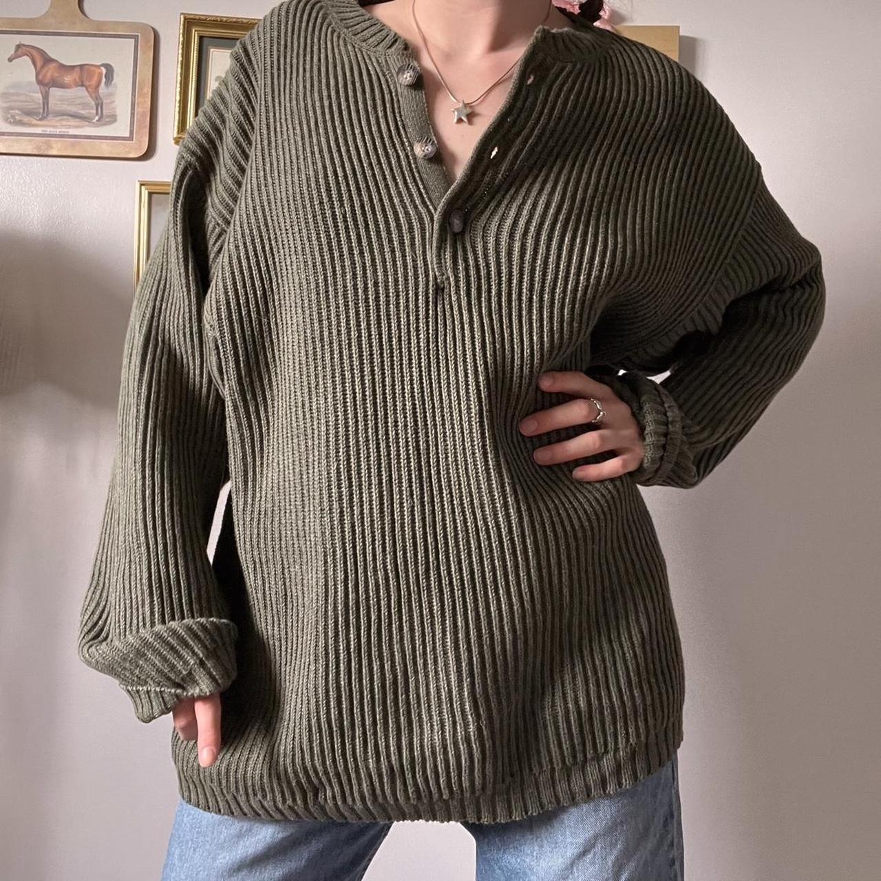 Oversized chunky green knit sweater (XL)