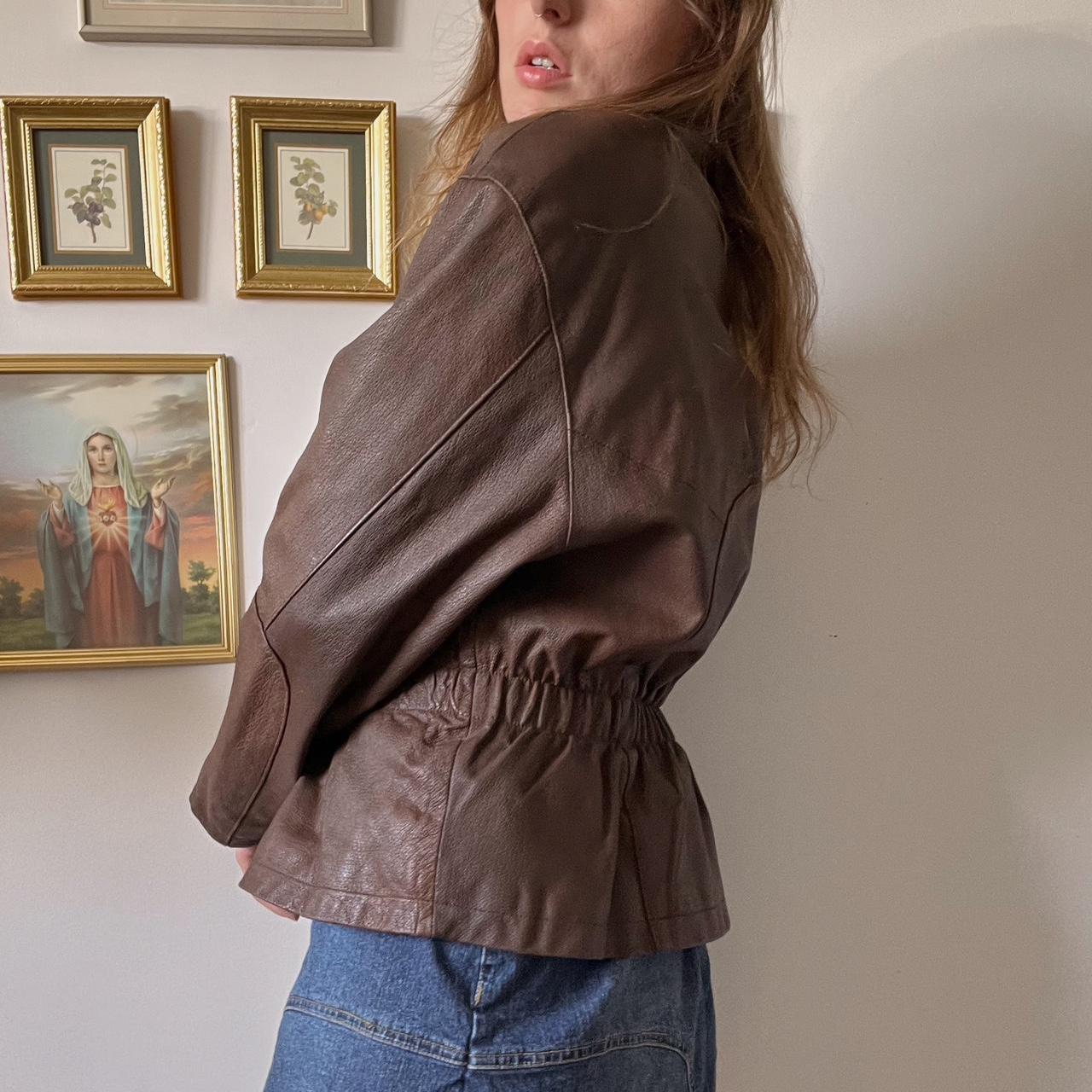 80s brown leather jacket (M)